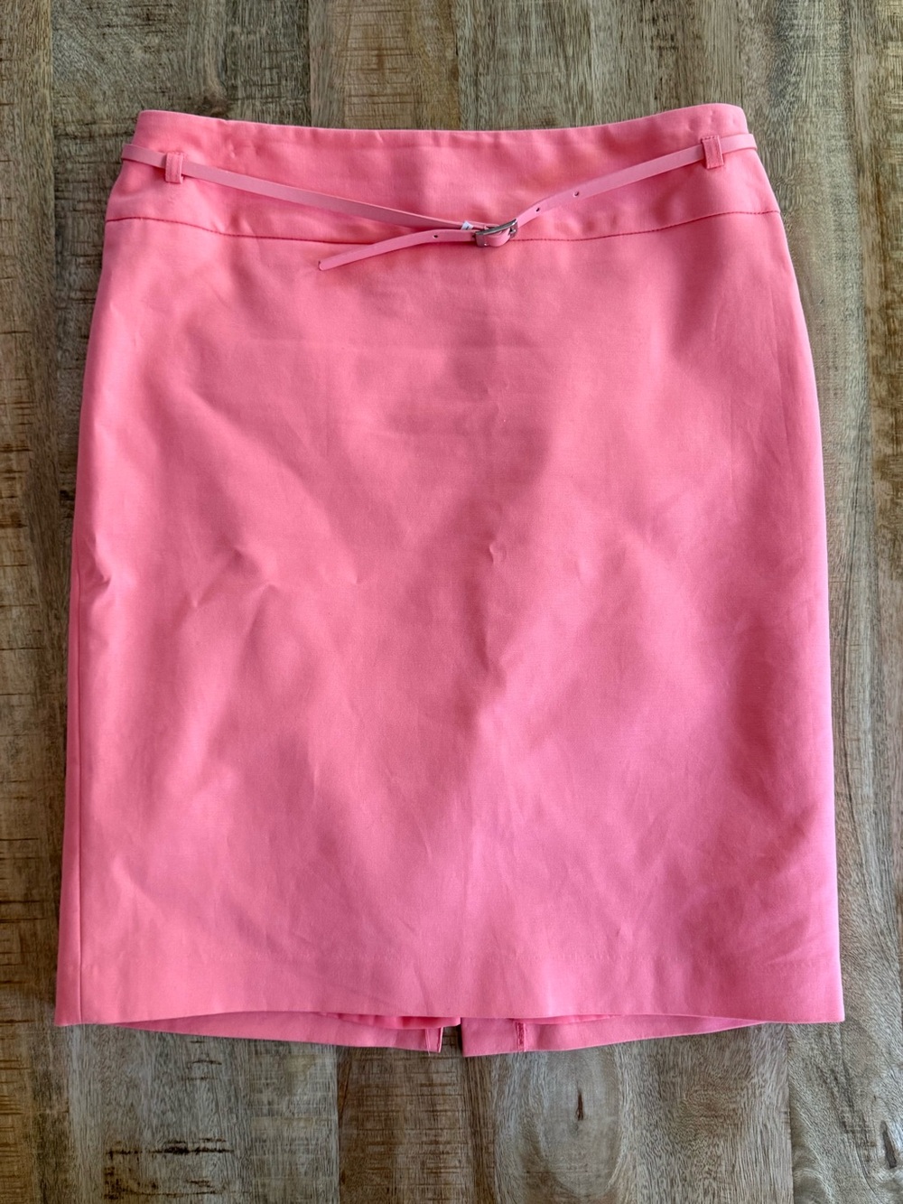 Liz Claiborne Coral Pink Pencil Skirt Size 8 Belted Lined Career Spring - Picture 2 of 10